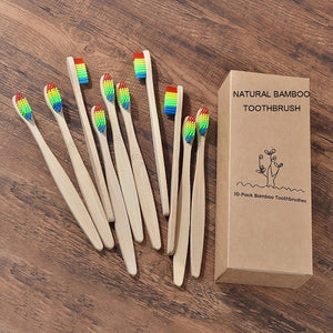 Nuevo diseño de cepillo de dientes de bambú de colores mezclados cepillo de dientes de madera ecológico cepillo de dientes de cerdas suaves de carbón para adultos cepillo de dientes de Cuidado oral